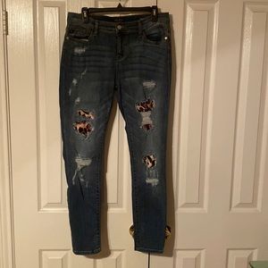 Judy Blue leopard print patch distressed skinny Jean